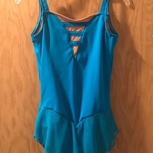 Teal blue figure skating dress